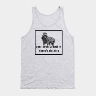 Aesthetic Don't Trust Wolf in Sheep's Clothing - Black and White Sketch" Tank Top